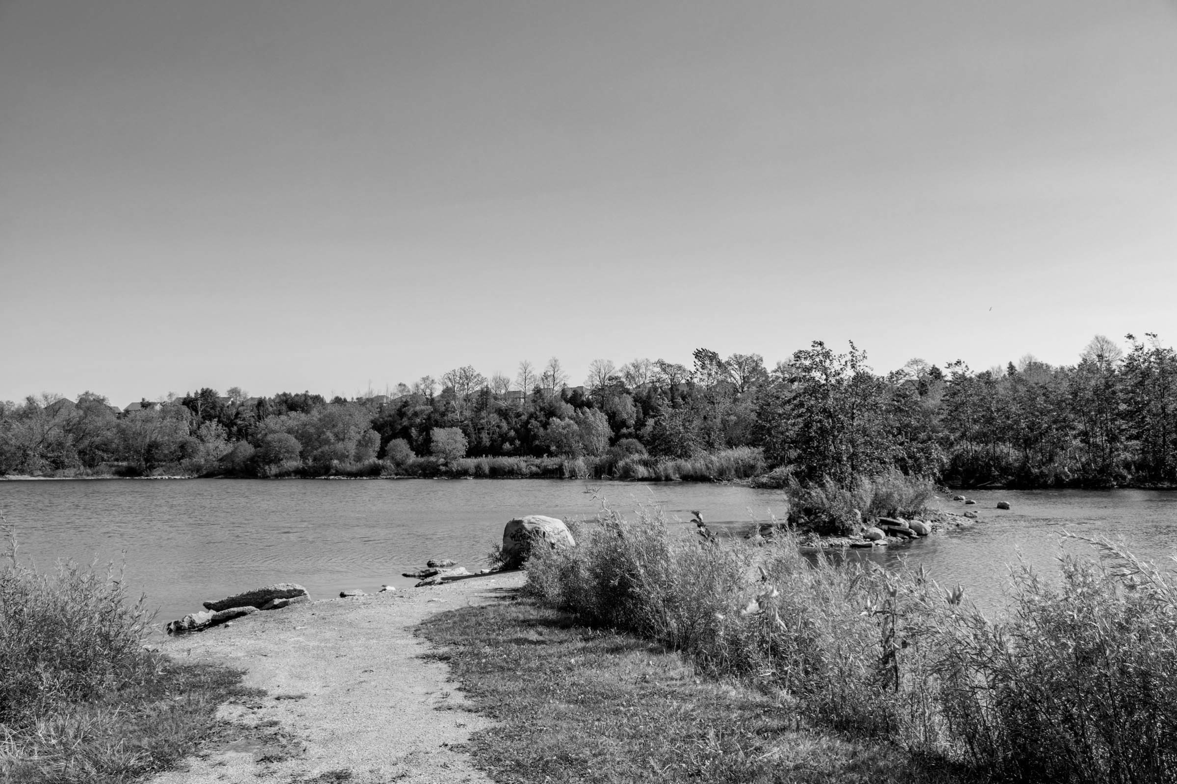 the grand river with trees in the background 