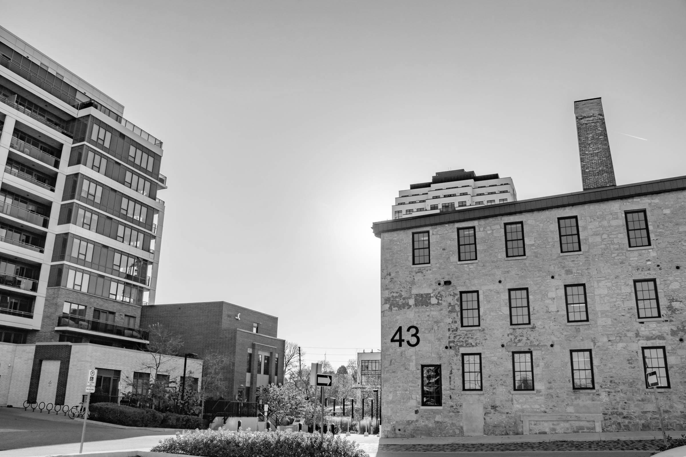 a photo looking at part of the Metalworks condo complex