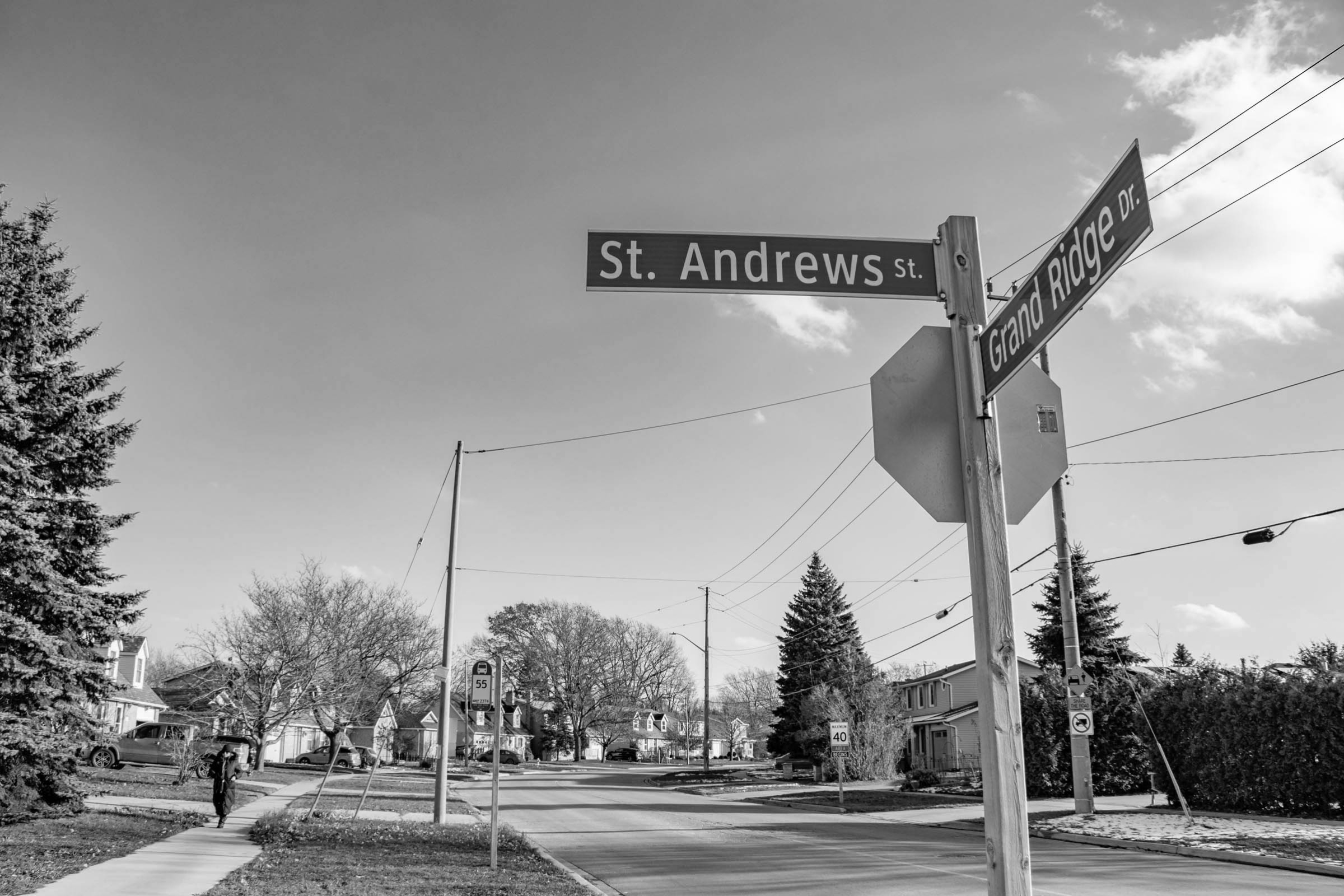 a photo of the street signs at the intersection of St. Andrews Street and Grand Ridge Drive