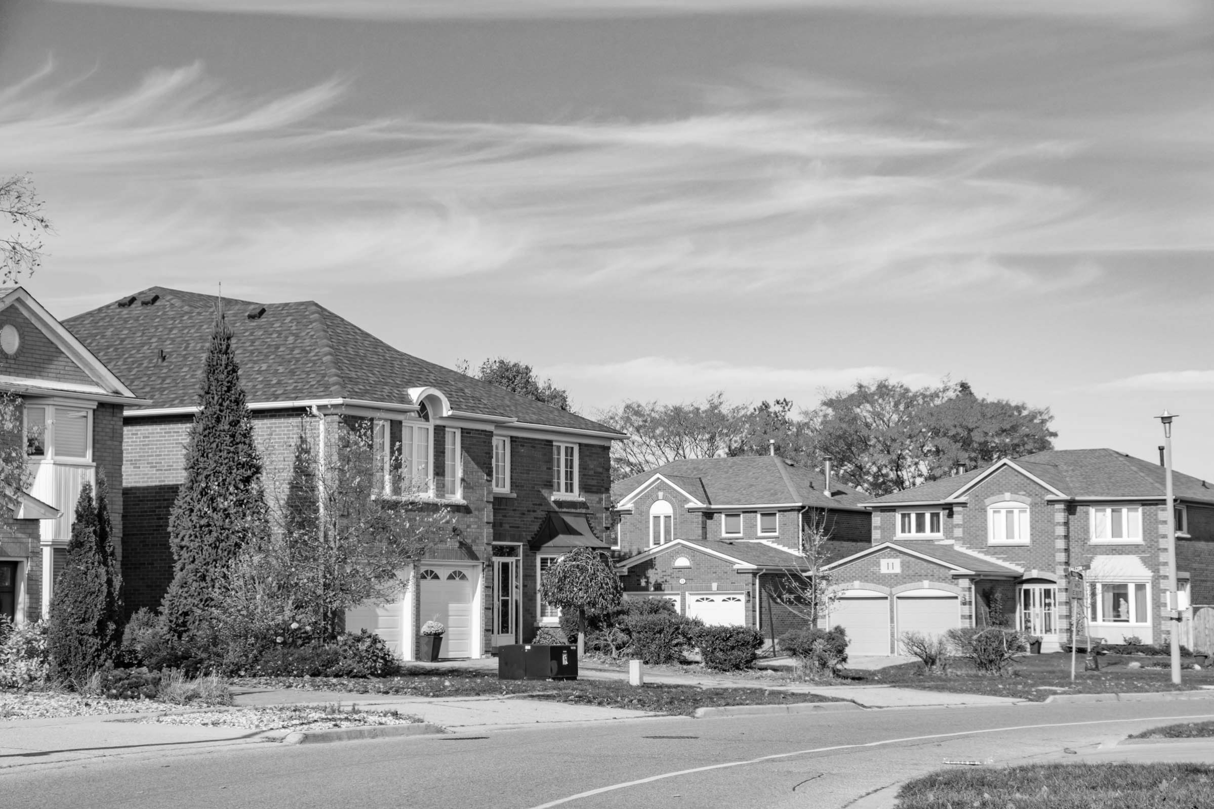 large homes lining a street located in the Clemens Mill neighbourhood in North Galt, Cambridge, Ontario