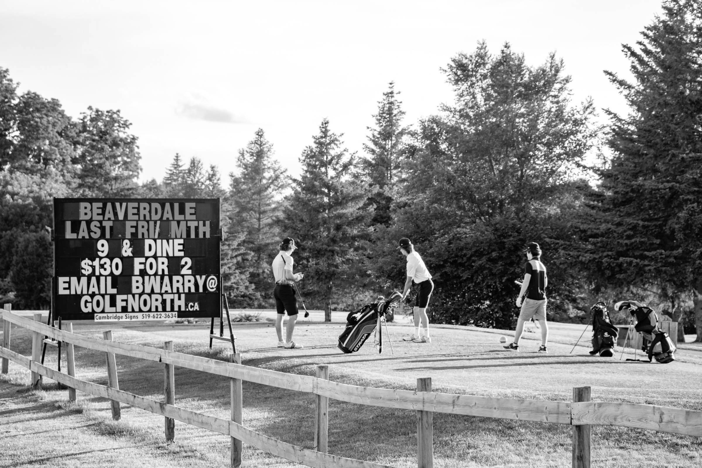 a photo of the Beaverdale golf club a group of young men are about to tee-off in the beaverdale area of Preston in Cambridge, Ontario