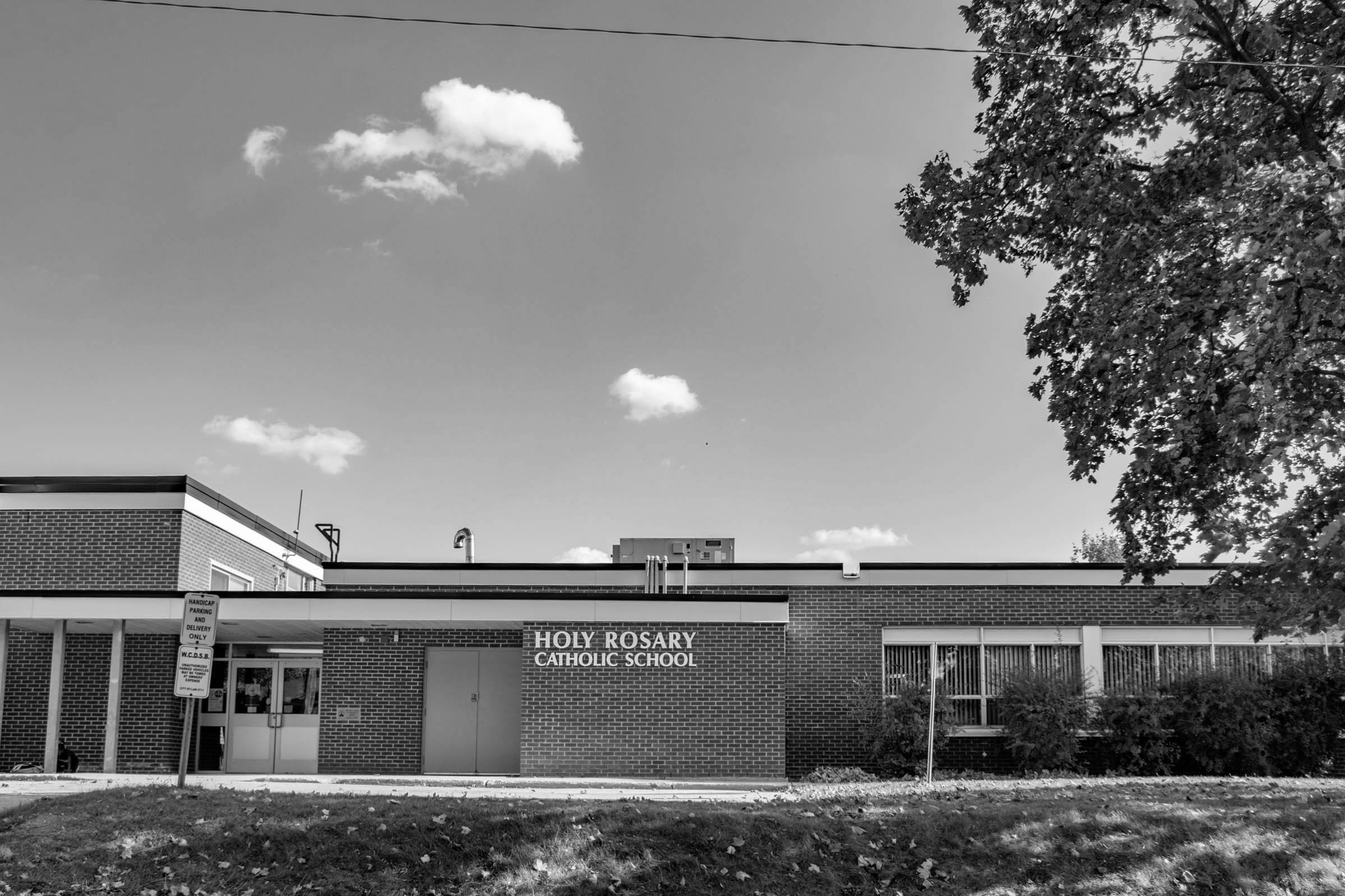 a photo of Holy Rosary catholic school in the neighbourhood of the same name, in Guelph, Ontario