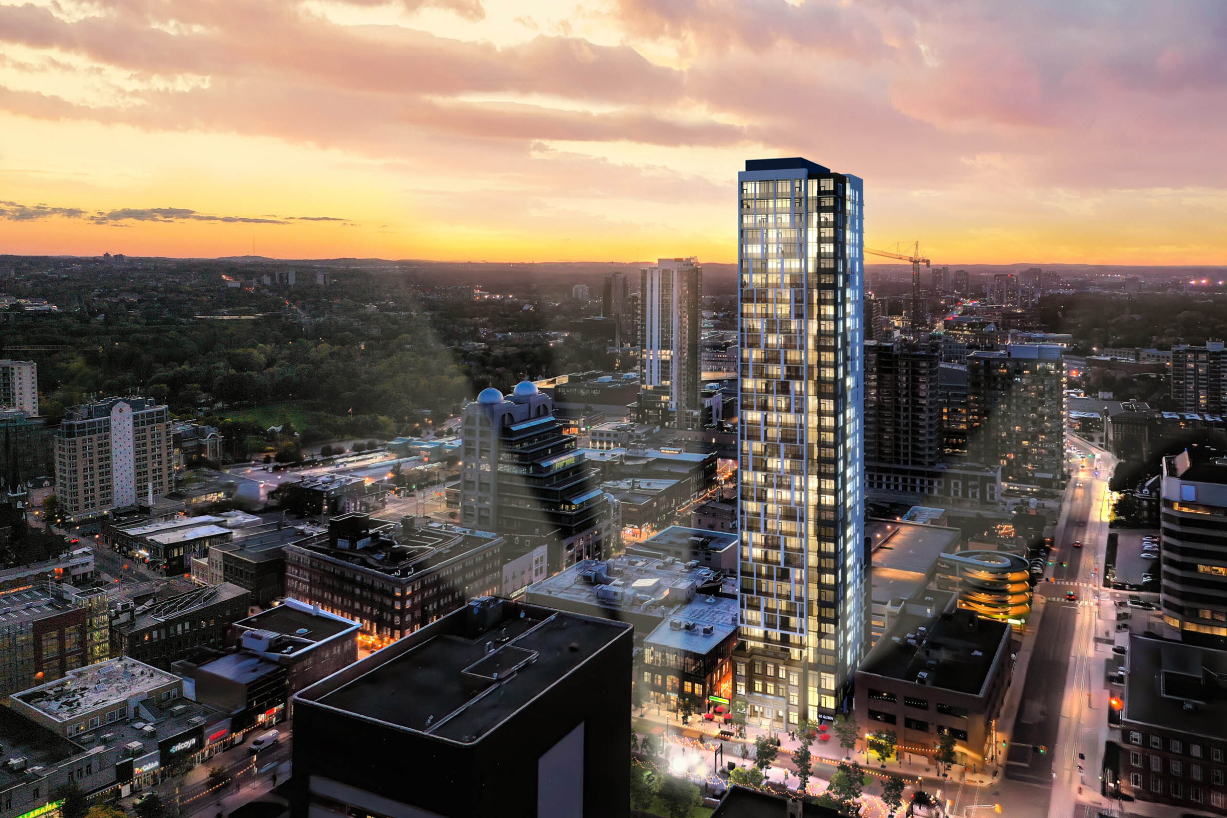a rendering of proposed new construction condos Downtown Kitchener to be built by Momentum Developments